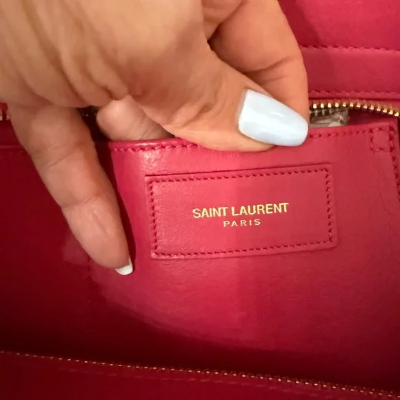 EUC Yves Saint Laurent Cabas Y Fuchsia Satchel with Gold Hardware - Picture 7 of 7